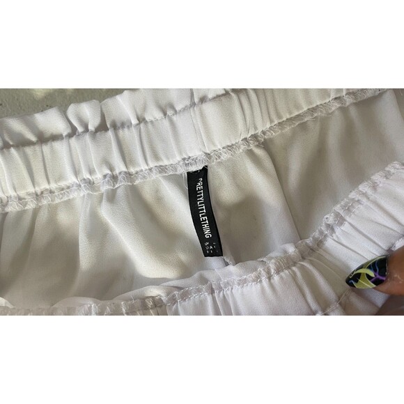 PLT White Sheer Wide Leg Drawstring Pants Size 12 Resort Beach Vacation - Picture 11 of 15